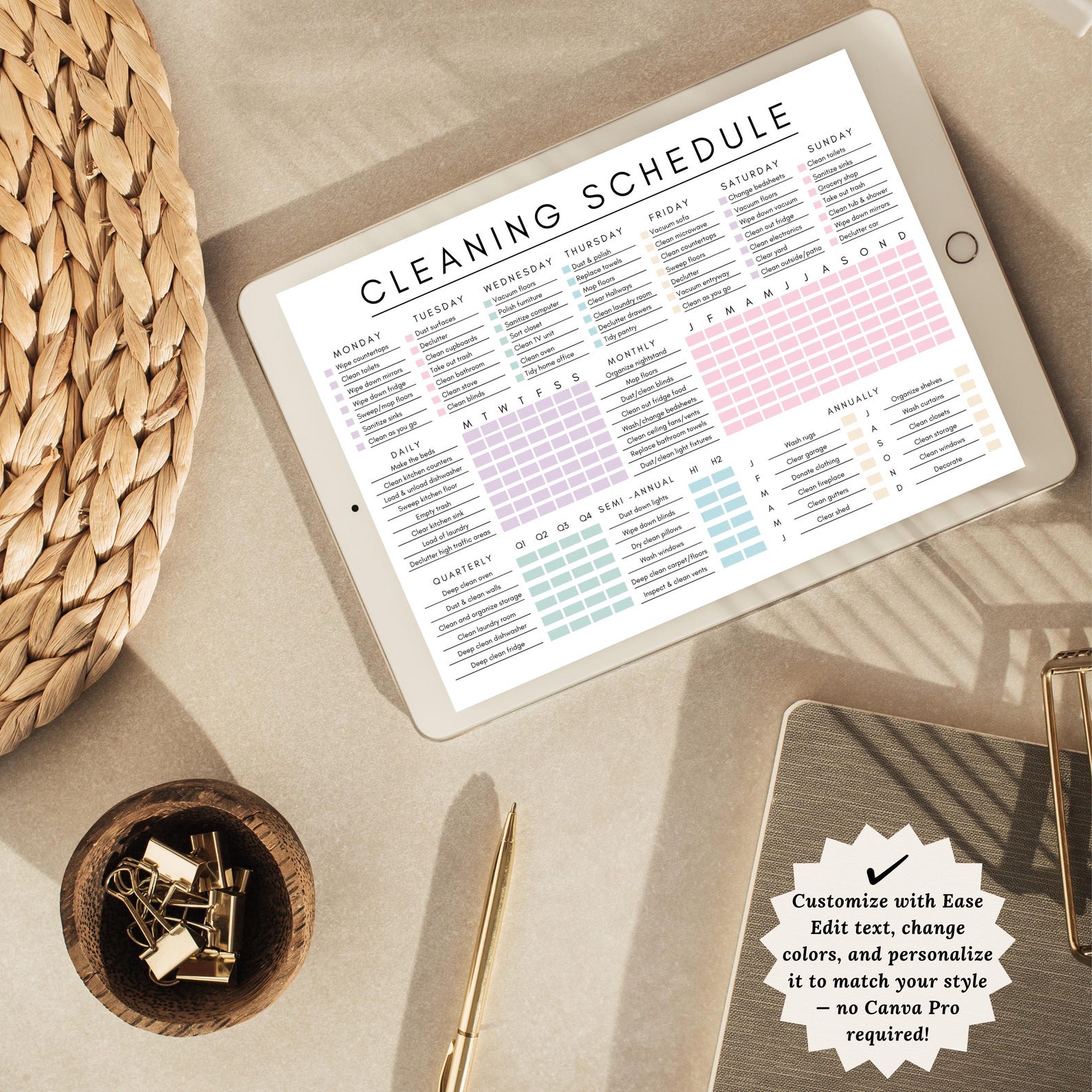 Editable Cleaning Schedule Template Cleaning Checklist Printable Canva ...
