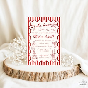 That's Amore Bridal Shower Invitation Template Italian Bridal Shower Hand Drawn Invitation Canva Editable Printable Wedding Shower Invite