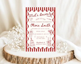 That's Amore Bridal Shower Invitation Template Italian Bridal Shower Hand Drawn Invitation Canva Editable Printable Wedding Shower Invite