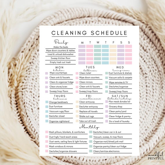 Editable Cleaning Schedule Template Cleaning Checklist Printable Canva ADHD Cleaning Planner Daily Household Chore Chart Home Organizer
