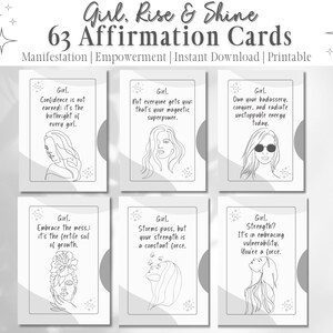 Printable Affirmation Cards, Daily Positive Affirmation Quotes, Motivational Cards, Self Love Printables, Encouragement Cards, Manifestation
