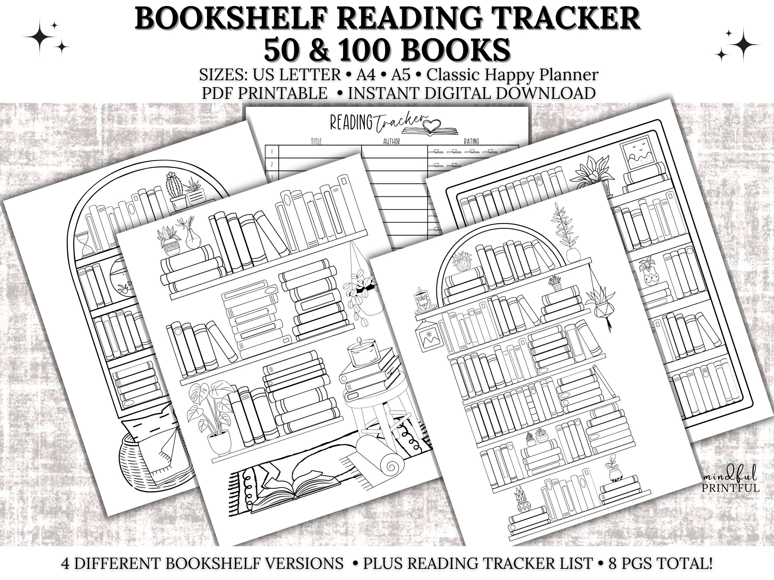Bookshelf Reading Tracker Printable, Reading Log, Books Read Printable ...
