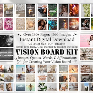 Kit Vision Board Images, citations, mots, manifestation 2025 Kit imprimable Vision Board Vision Board imprimable Planification des objectifs 2025