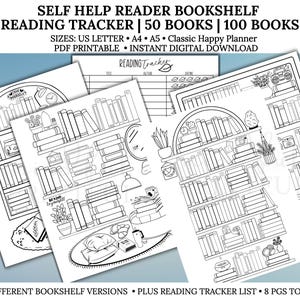 Livres d'entraide Livres de suivi de lecture imprimables Self Care Reader Bookish Reader 50 livres 100 livres PDF Lettre/A4/A5/HP classique