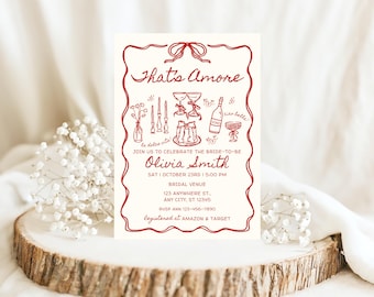 That's Amore Bridal Shower Invitation Template Italian Bridal Shower Hand Drawn Invitation Canva Editable Printable Wedding Shower Invite