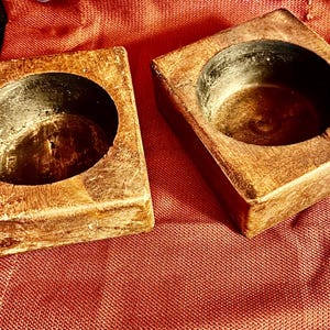 Vintage Wood Candle Holders