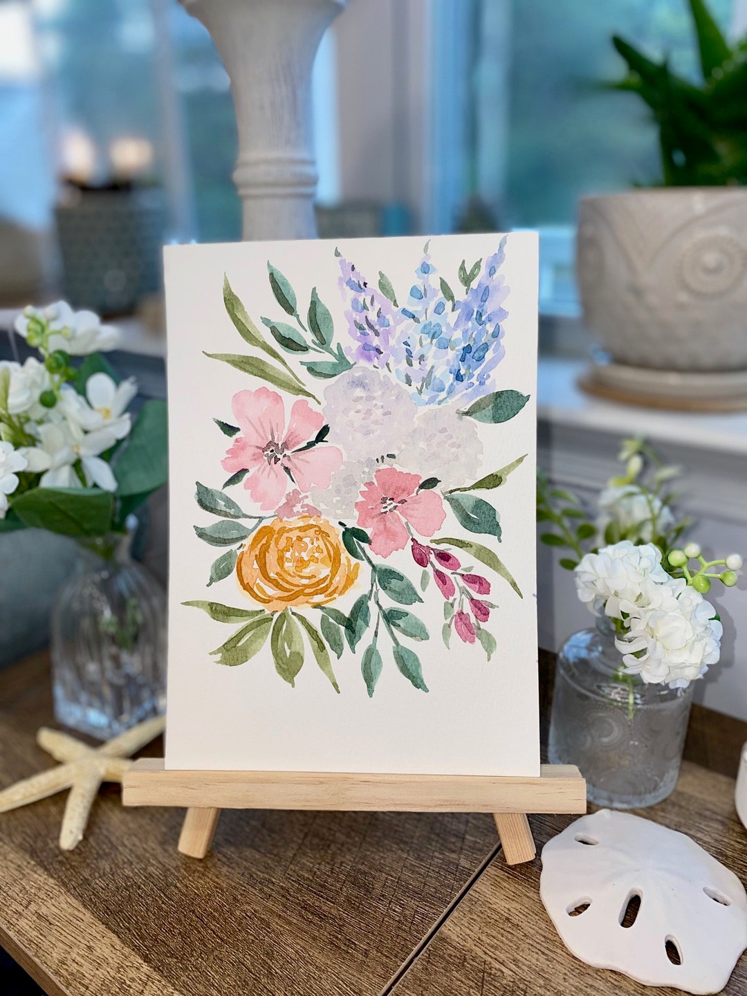 8.5"x6" Original Watercolor Floral Bouquet Painting - Etsy