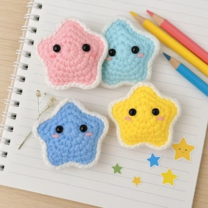Handmade Crochet Star Keychain – Cute Amigurumi Plush Yarn Starfish Doll Toy Key Ring for Backpack, Purse, Car Keys, Friends & Gift Lovers