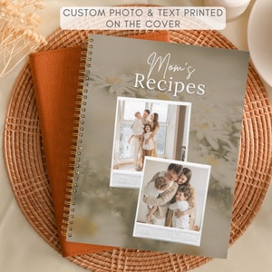 Custom Recipe Book w/ Photos, Personalized Gift for Cook, Chef, Baker, Mom, Blank Cookbook, Hardcover Softcover Spiral Cooking Journal