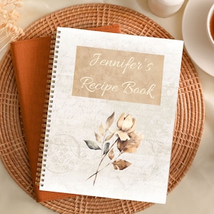 Kundenspezifisches Rezeptbuch, personalisiertes Geschenk für Köchin, Chefkoch, Bäcker, Mutter, leeres Kochbuch, Hardcover-Softcover-Spiralkochzeitschrift, Blumenthema