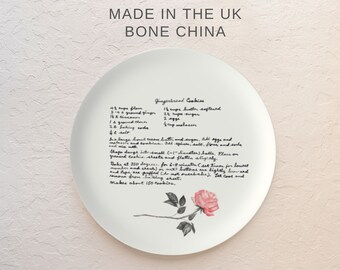Handwritten Recipe Plate, Bone China, Custom Gift for Mom, Grandma, Family, Personalized Recipe Keepsake, Serving Tray, Cute Kitchen Decor