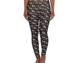 Leggings da yoga a vita alta con stampa floreale e pony