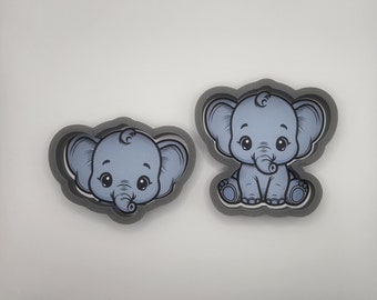 Ensemble d'emporte-pièces mignon bébé éléphant - Fondant, argile artisanale, emporte-pièces en polymère, lot de 2 (Collection Animal)