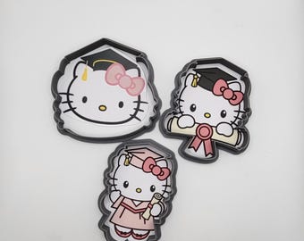 Kitty Graduation Cookie Cutters Set of 3 (Graduation Cap, Cap / Gown and Diploma)