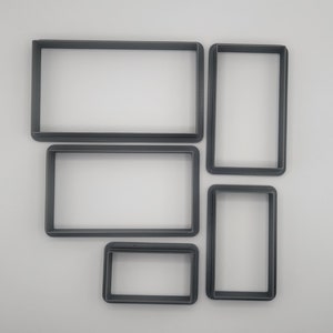 Cortadores de galletas con forma de rectángulo: arcilla polimérica, arcilla artesanal, cortadores de fondant, juego de 5 cortadores