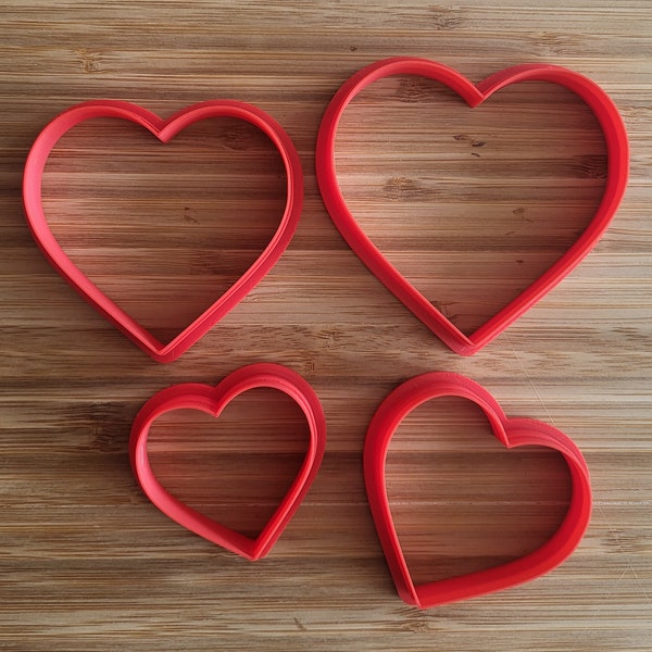 Heart Shaped Cookie Cutter ( Baking, Polymer Clay, Craft Clay, Fondant Cutters) Set of 4