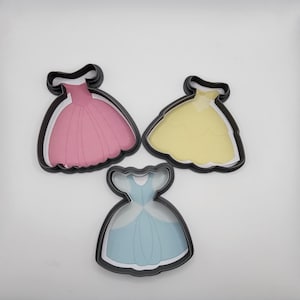 Princess Dress Cookie Cutter Collection - Fondant, Craft Clay, Polymer Cutters Set of 3