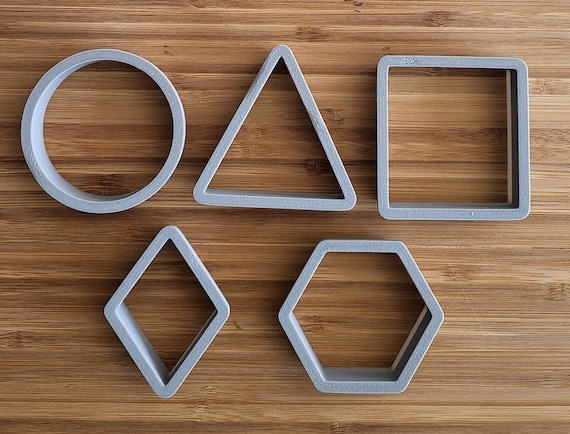 Generic Shape Cookie Cutters Set of 5 (Circle, Square, Diamond, Hexagon and Triangle)