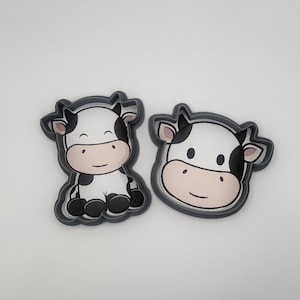 Cute Cow Cookie Cutters - Fondant, Craft Clay, Polymer Cutters Set of 2 (Farm Animal Collection)