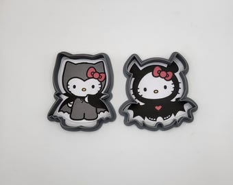 Kitty Vampire Halloween Cookie Cutters - Fondant, Craft Clay, Polymer Cutters Set of 2