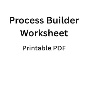Pode incluir: Fundo branco com o texto "Process Builder Worksheet" em negrito preto. Abaixo, o texto "Printable PDF" é exibido em uma fonte menor e mais clara.
