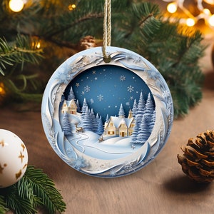 Scandinavian Christmas Ornaments, Norwegian Christmas, Round Ceramic Ornament, Christmas Ornament 2023, Swedish Ornament, Nordic Ornament