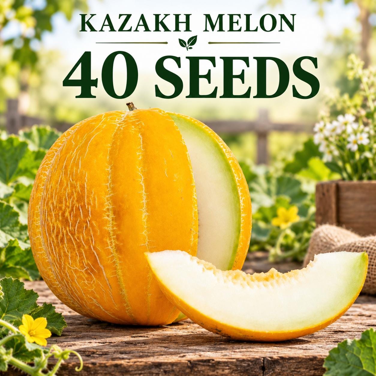 40 Heirloom Kazakh Melon Seeds – Very Sweet Slightly Crunchy Melon