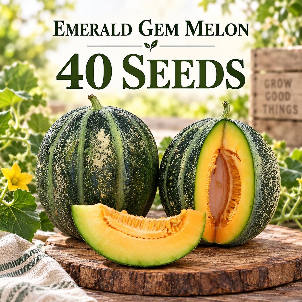 Emerald Gem Melon Seeds, Rare Heirloom Muskmelon, Sweet Orange