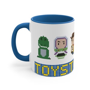 Toy Story Pixelated Woody Buzz Lightyear Disney Accent Coffee Mug, 11oz