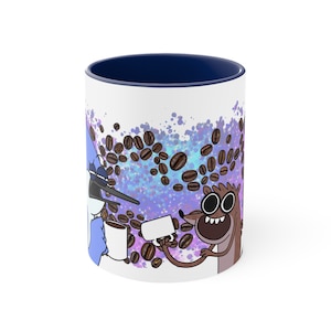 Reguliere Show Mordecai en Rigby Coffee Space Cartoon Accent koffiemok, 11oz