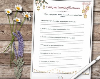 Postpartum Reflections Journal Page: Self-Care Prompts for New Moms (Digital Download)