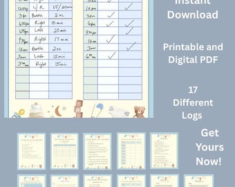 Comprehensive Postpartum Care Bundle: Breastfeeding Log, Printable Journal, Logs, and Trackers for New Moms