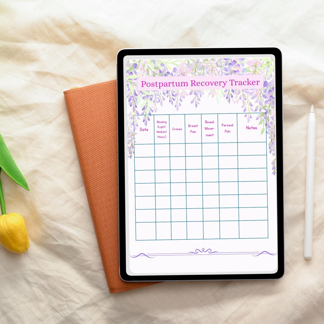 Postpartum Recovery Tracker Template, Printable PDF, Editable in Canva ...