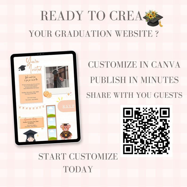 Editable Graduation Website Template Canva Graduation Invite RSVP ...