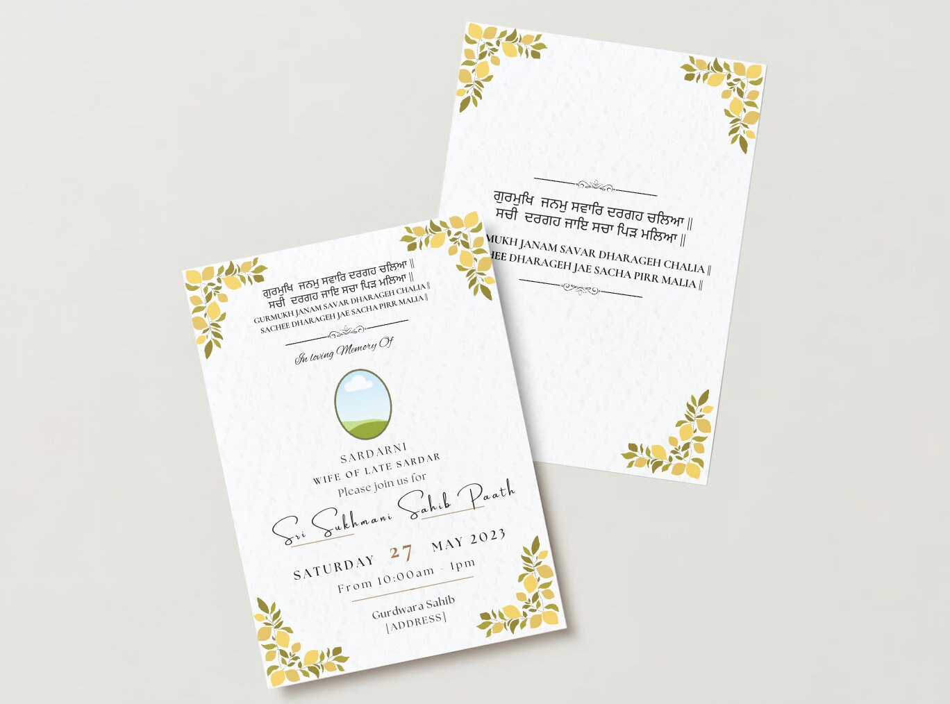 Sikh Funeral Invite, Digital Punjabi Invitation, Memorial Service, Cremation Etsy