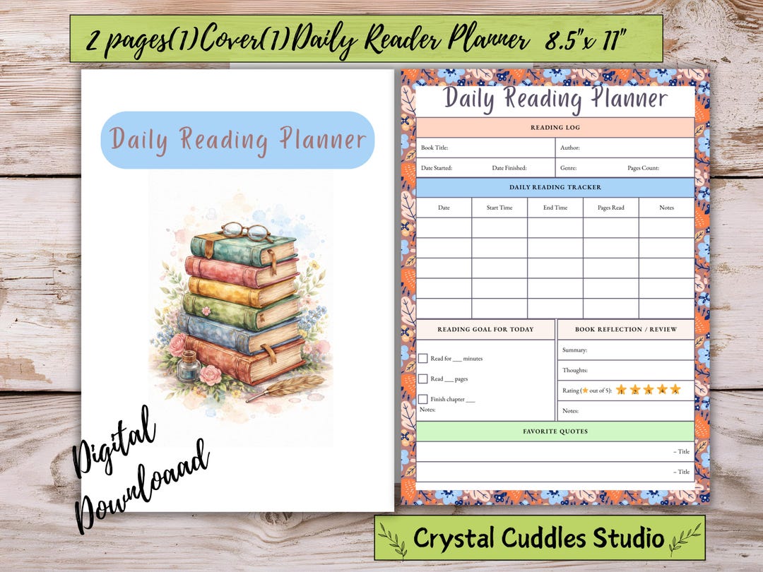 Daily Reading Planner Printable | Reading Log & Book Tracker PDF - Etsy