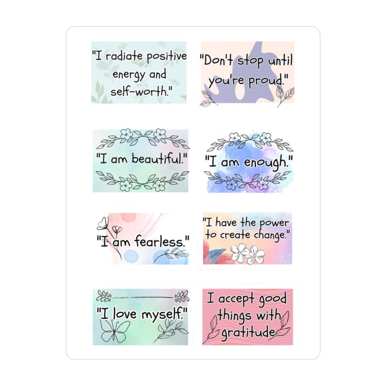 Positive Affirmation Sticker Sheet Kiss-cut Vinyl Decals | Self-love ...