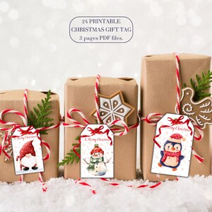 24 Christmas Gift Tags, Printable Holiday Gift Tags for Special Christmas Gifts, Digital Download Holiday Card Set