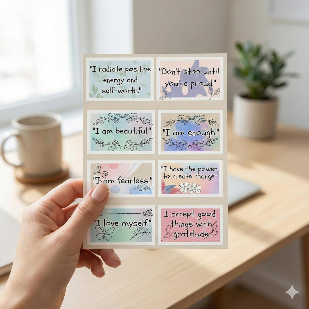 Positive Affirmation Sticker Sheet Kiss-cut Vinyl Decals | Self-love ...