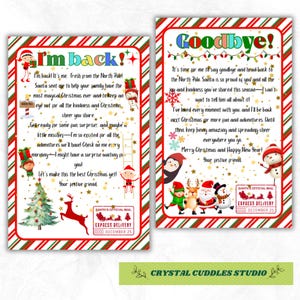 Carta de bienvenida y despedida de elfo/Descarga digital Nota de regreso de elfo navideño 8.5x11 - He vuelto - Descarga instantánea, paquete de cartas de regalo