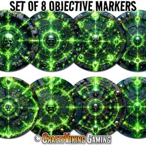 Objective Markers (Set of 8) for Age of Sigmar 4th Edition AoS - 7.57&quot; NECROMANCER - Neoprene Non-Slip Mat