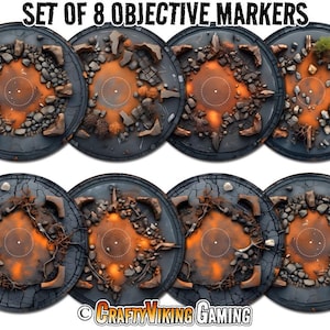 Objective Markers (Set of 8) for Age of Sigmar 4th Edition AoS - 7.57&quot; IRON MINE - Neoprene Non-Slip Mat
