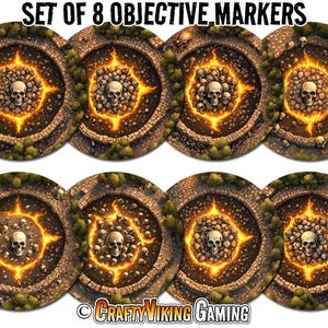 Objective Markers (Set of 8) for Age of Sigmar 4th Edition AoS - 7.57&quot; GUARD TOWER - Neoprene Non-Slip Mat