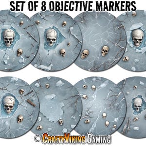 Objective Markers (Set of 8) for Age of Sigmar 4th Edition AoS - 7.57&quot; FROZEN FROST - Neoprene Non-Slip Mat
