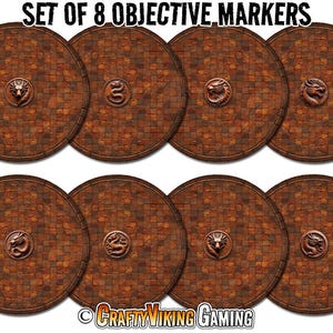 Objective Markers (Set of 8) for Age of Sigmar 4th Edition AoS - 7.57&quot; DRAGON&#39;S KEEP - Neoprene Non-Slip Mat