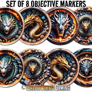 Objective Markers (Set of 8) for Age of Sigmar 4th Edition AoS - 7.57&quot; DRAGONS DEN - Neoprene Non-Slip Mat