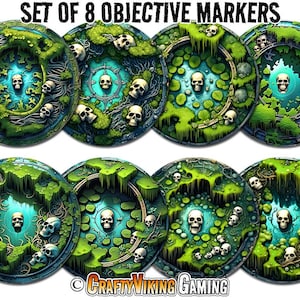 Objective Markers (Set of 8) for Age of Sigmar 4th Edition AoS - 7.57&quot; SWAMP LAND I - Neoprene Non-Slip Mat