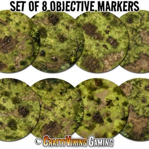 Objective Markers (Set of 8) for Age of Sigmar 4th Edition AoS - 7.57&quot; WASTELAND - Neoprene Non-Slip Mat