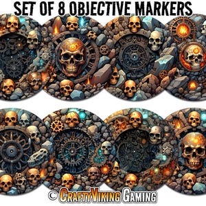Objective Markers (Set of 8) for Age of Sigmar 4th Edition AoS - 7.57&quot; BATTLEFIELD - Neoprene Non-Slip Mat