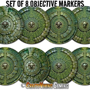 Objective Markers (Set of 8) for Age of Sigmar 4th Edition AoS - 7.57&quot; ORC RUINS - Neoprene Non-Slip Mat